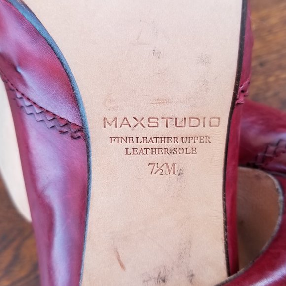 Max Studio Round Toe 1930's Style Raspberry Red Leather Pumps Women's Size 7.5 - Picture 9 of 10